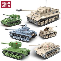 Military Tanks Series German 131 LT 38 M4A1 T 34 Tank Soldier Building Blocks WW2 Bricks Army Kids Children Toys Gifts 220715