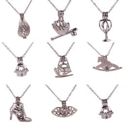 Pendant Necklaces Metal Palm Support Shaped Big Lips Red Wine Glass Floating Locket Cage Making Beads Jewellery WholesalePendant PendantPendan