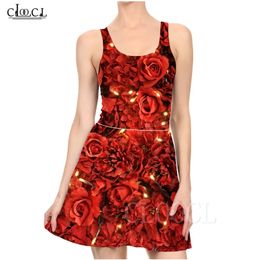 Womens Dress Rose Flower Printed Mini Dress Sexy Dress for Women Sleeveless Female Party Dresses Vestido Feminino W220617