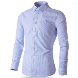 Men's Dress Shirts Plus Size 110kg Long Sleeve Formal For Men Slim Fit Man Clothing Turn-down Collar Business Camisas MasculinaMen's Vere22
