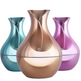 130ml Air Humidifier Electroplate Gold White Aroma Diffuser Essential Oil 7 Color Night Light
