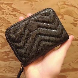 Classic Wave Pattern Women Wallets Lager Capacity Ladies Coin Purse Brand Caviar Leather Multi-card Card Holder Embroidery Thread Wallet Multilayer Clutch Purse