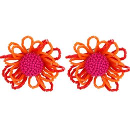 Dangle & Chandelier Personality Crystal Beaded Daisy Earrings Exaggerated Hand Woven Flower EarringsDangle