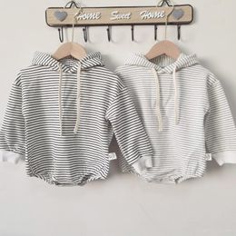 Jumpsuits Spring Infant Baby Boys Girls Stripe Hooded Rompers Long Sleeve Autumn Born ClothesJumpsuits