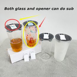 Wholesale! 20oz Sublimation Glass With Sub Opener Lids Heat Transfer Frosted Clear Wine Glasses DIY Blank Beer Tumblers Heat Sublimating Drinking Cups Mugs A12