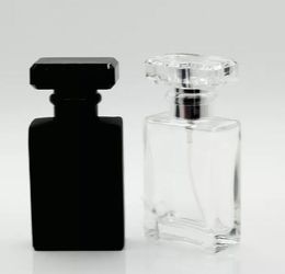 Portable Refillable Perfume Spray Bottle 50 ml Empty Perfume Vials Black Clear with Pump Sprayer Mist Atomizer