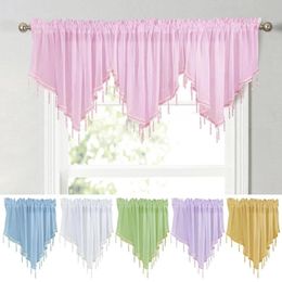 Curtain & Drapes 3Pcs Solid Colour Triangle Shape Kitchen Short Window Valance Drape Home Decor ValanceCurtain