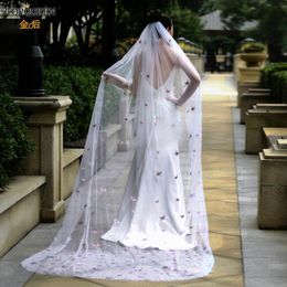 Bridal Veils V24 Pink Veil Colour Of The Bride 3D Simulation Butterfly Medium-long Wedding Long Soft VeuBridal