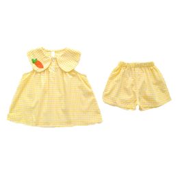 Sweet Clothing Sets Summer Baby Clothes Cute Fruit Cotton Plaid Suit Children s Girl Cloths Kids Girls 220620