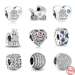925 Silver Fit Pandora stitch Bead 2021 new Baby Boy girl Handprint Bracelet Charm Beads Dangle DIY Jewelry Accessories