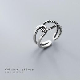 Cluster Rings Colusiwei Geometric Simple Cross Twist Finger For Women Vintage Adjustable Open Band 925 Sterling Silver Fine Jewellery Edwi22