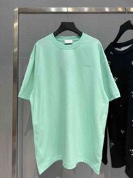 green back Canada - Men's T-Shirts High version fashion B home front and back embroidery short sleeve casual loose mint green T-shirt brand fixed weave dye pure