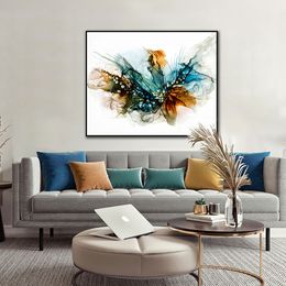 Abstract Colorful Blue Brown Painting On Canvas Lanscape Prints And Posters Wall Art For Living Room Home Decoration