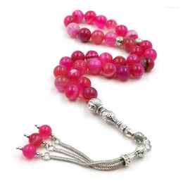 Beaded Strands 2022 Style Tasbih Muslim Rosary Natural Agates Stone For March 8 Prayer Gift Beads 33 66 99beads Trum22
