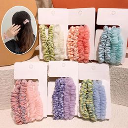 4Pcs Korea Organza Scrunchies Set Solid Color Elastic Hair Bands Ponytail Holder Sweet Headwear Women Fashion Hair Accessories