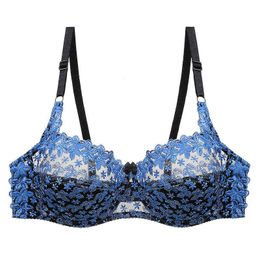 Sexy Edges Bra Plus Size Bra Women Push Up Embroidery Underwear Bracket Bralette Ultra Thin Brasserie Comfort Lingerie C D Cup L220726