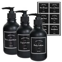 300ml Soap Dispenser Shampoo Body Wash Conditioner Container Black Refillable Empty Bottle Bathroom Shower Set Travel Case CX220413