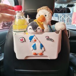 Car Organiser Creative Cute Rear Seat Storage Box Folding Trash Can Back Bin And Finishing Interior Accessories