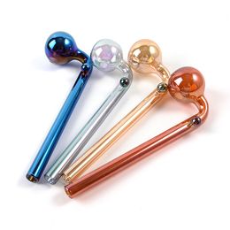 5 Inch Electroplated Smoking Pipes Hookah Tobacco Glass Hand Pipe Colored Mini Smoking Accessories For Oil Dab SW133