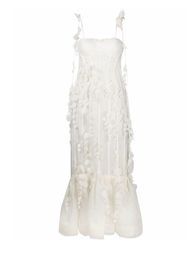 -Платья для вечеринок белые симпатичные элегантные русалки выпускной спагетти ремешки рукавов 3D аппликации женщины коктейльные ночные платья на заказ 220622
