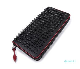 2022-Style Panelled Spiked Clutch Women Patent Real Leather Mixed Colour Rivets bag Clutches Lady Long Purses with Spikes Men Wallets