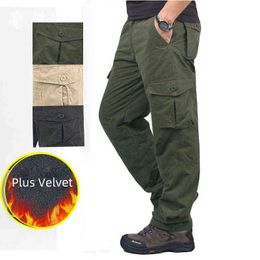 2022 Winter Cargo Pants Mens Warm Thick Military Trousers For Men Plus Velvet Casual Army Tactical Pants Men Pantalon Cargo G220507