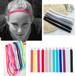 Fashion Candy Color Yoga Hair Bands Sports Headband with Button Girls Elastic Rubber Sweatband Football Running Yoga Accessories 12 Colors