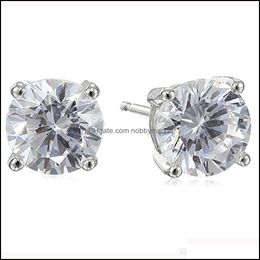 Stud Earrings Jewelry Luckyshine Fashion Cute Round Cut White Topaz 925 Sier Men For Women Lovers Zircon Drop Delivery 2021 Vjyec