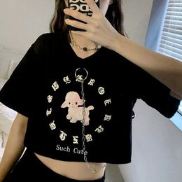 Women's T-Shirt Streetwear Women Punk 2022 Fashion Korean Style Kawaii Cartoon Print Crop Top Summer Female Kpop Harajuku