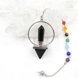 Crystal Natural Hexagonal Column Energy Pyramid Chakra Chain Pendant Divinity Shaped Chakra Healing Balance Pendulum275S