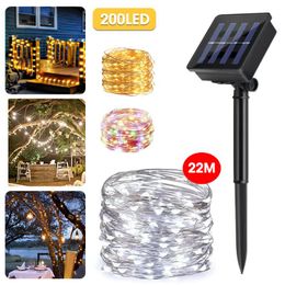 Strings 200leds Solar Light 22 Meter Copper Wire Fairy String Lamps For Holiday Christmas Party Waterproof Lights Garden GarlandLED LED
