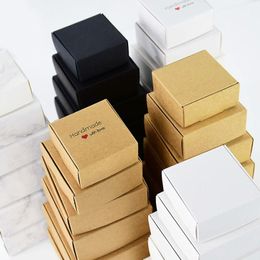 Gift Wrap 20/50/100pcs Plain Kraft Paper Box With Clear Window Handmade Cardboard Boxes Candy Earrings Packaging Small Business Supply