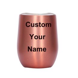 Customized 12OZ Wholesale Price Wine Cups Insulated Thermos Coffee Mug Vacuum Thermos Cup Coffee Tumbler Egg Shape 220608