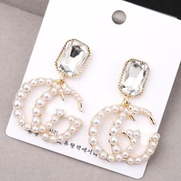 S925 silver needle beauty G letters stud earrings with pearl womens classic brand designer elegant love earring earings ear rings party jewelry