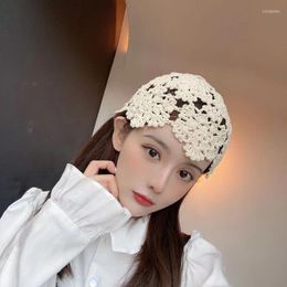 Bohemian Vintage Temperament Knitted Hat Women Summer Breathable Decoration Beanie Caps Elegant Beanie/Skull Oliv22