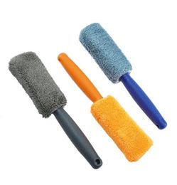 Portable Microfiber Tire Rim Brush Car Wheel Cleaner Cleaning Tool with Plastic Handle SN