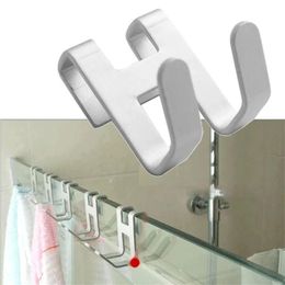 Hooks & Rails Mini Space Aluminum Metal Shower Frameless Door Hook Free Hole Towel Rack Hanger Key Holder Clothes Bathroom OrganizerHooks