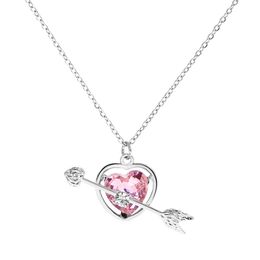 S2904 Fashion Jewellery Arrow Heart Pink Love Pendant Necklace Women Choker Necklaces