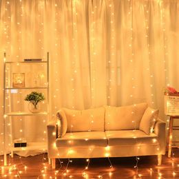 Strings 300 LED Solar Powered Window Curtain String Light 8 Modes Outdoor Garden Patio Christmas Garland Fairy LightLED