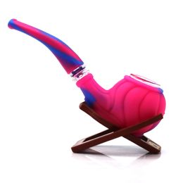 Silicone Tobacco Smoking Pipe 3 Parts With Glass Bowl Travel Mini Bongs Joint Hand Pipe Dry Herb Spoon Burners Bubbler Small Water Pipes Dab Rigs