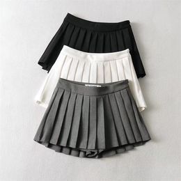 Summer High Waist Skirts Sexy Mini Vintage Pleated Skirt Korean Tennis Short White Black 220322