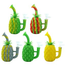 tobacco UK - dab rig bong smoking pipes Silicone unique pineapple Tobacco Hookah Pipe Herb Cigarette Bongs Smoke Accessories2189
