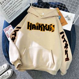 Japan Anime Haikyuu Manga Stampe Felpe con cappuccio Uomo New Fashion Felpa con cappuccio Hip Hop Felpe in pile Pullover girocollo Abbigliamento carino Uomo