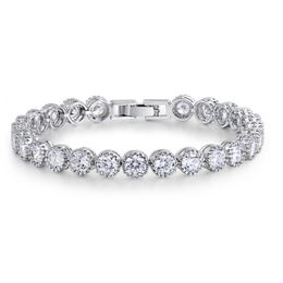 Luxury 4mm Round CZ silver Colour on hand Tennis Bracelet & Bangles For Women Jewellery Wedding Valentine's Day Gift S4785 220517