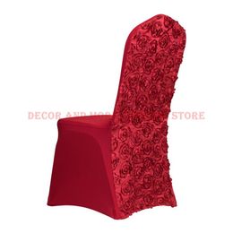 -20pcs Cubiertas de silla de boda universal estirado 3D Rosette Spandex Silla Portada Oro blanco rojo para El Party Banquet Whole2961