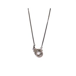 Trendy Brand Pendant Necklaces Personality Engraved Letters Ancient Silver Handcuffs Necklace Retro Shirt Sweater Chain Couple All-Match Jewellery