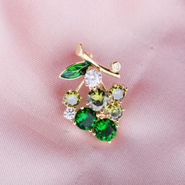 Pins Brooches OKILY Delicate Cubic Zircon Grape Lapel Pin Badge For Woman Cute Lovely Fruit Collar Daily Brooch Jewelry Ornament Seau22