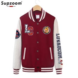 Arrival Patchwork Pattern Open Stitch Cotton Casual Print Men Baseball Jacket Winter Of Female Students Cardigan Coat 220816