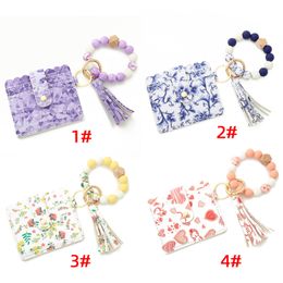 Wristlet Keychain Party Favour Bracelet Wallet Silicone Bead keyring Bangle for Women