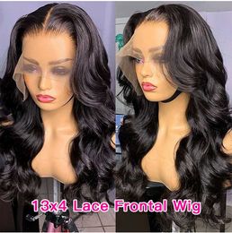 13x4 13x6 Body Wave Front Transparent Lace Frontal Wig Human Hair Preplucked